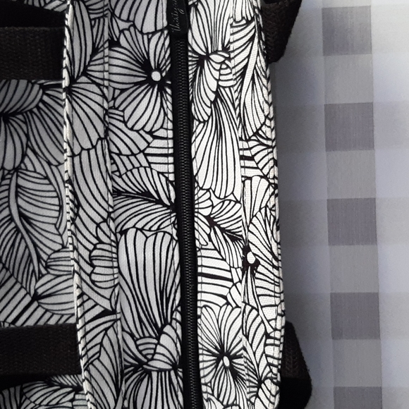 Thirty One Shoulder Bag, Polyurethane Outer, Black Canvas Trim, White  -Black - Picture 8 of 8